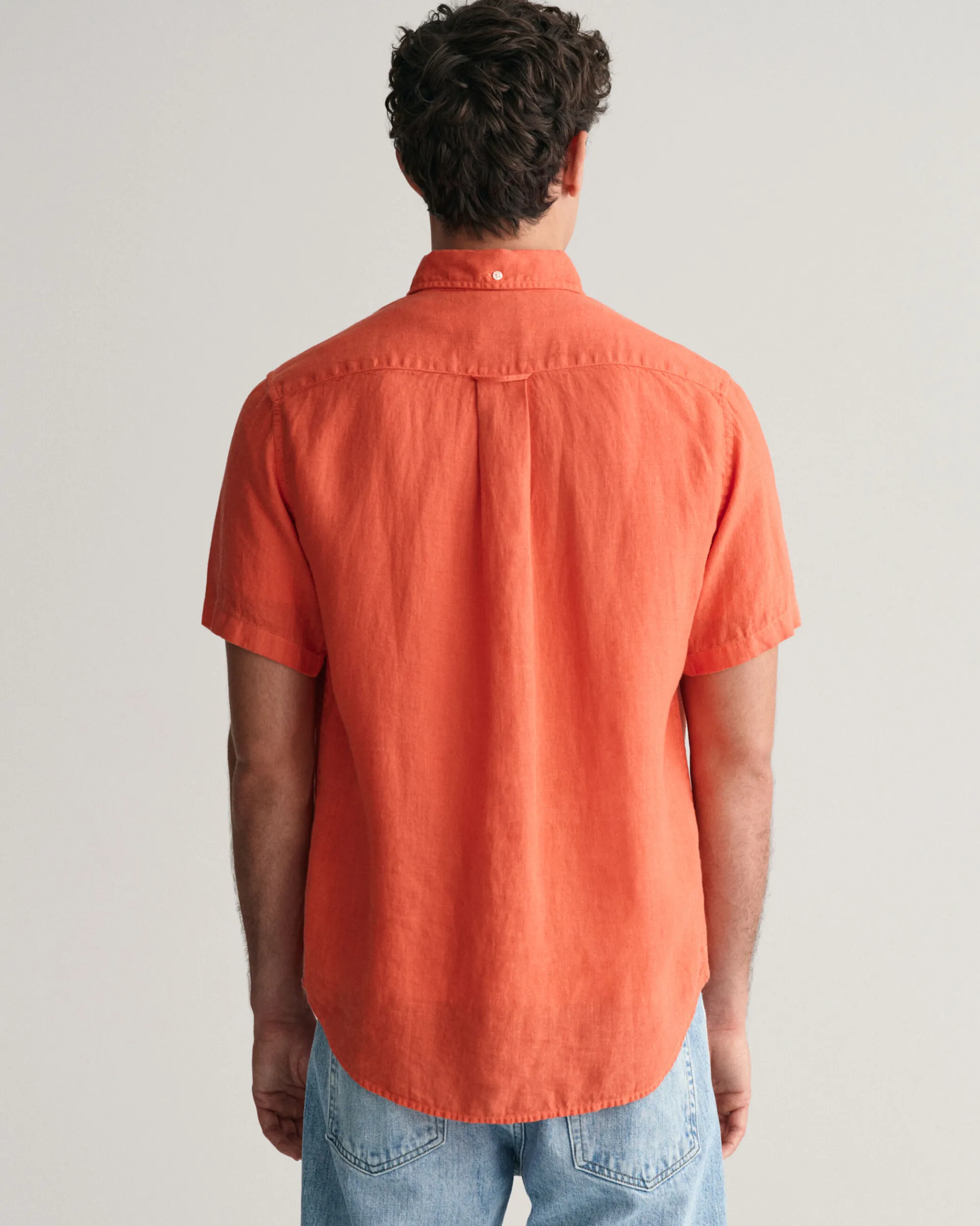 Regular Fit Garment-Dyed Linen Short Sleeve Shirt