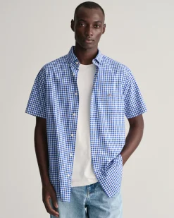 Regular Fit Gingham Poplin Short Sleeve Shirt