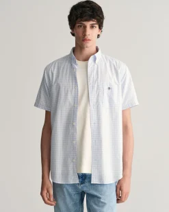 Regular Fit Gingham Poplin Short Sleeve Shirt