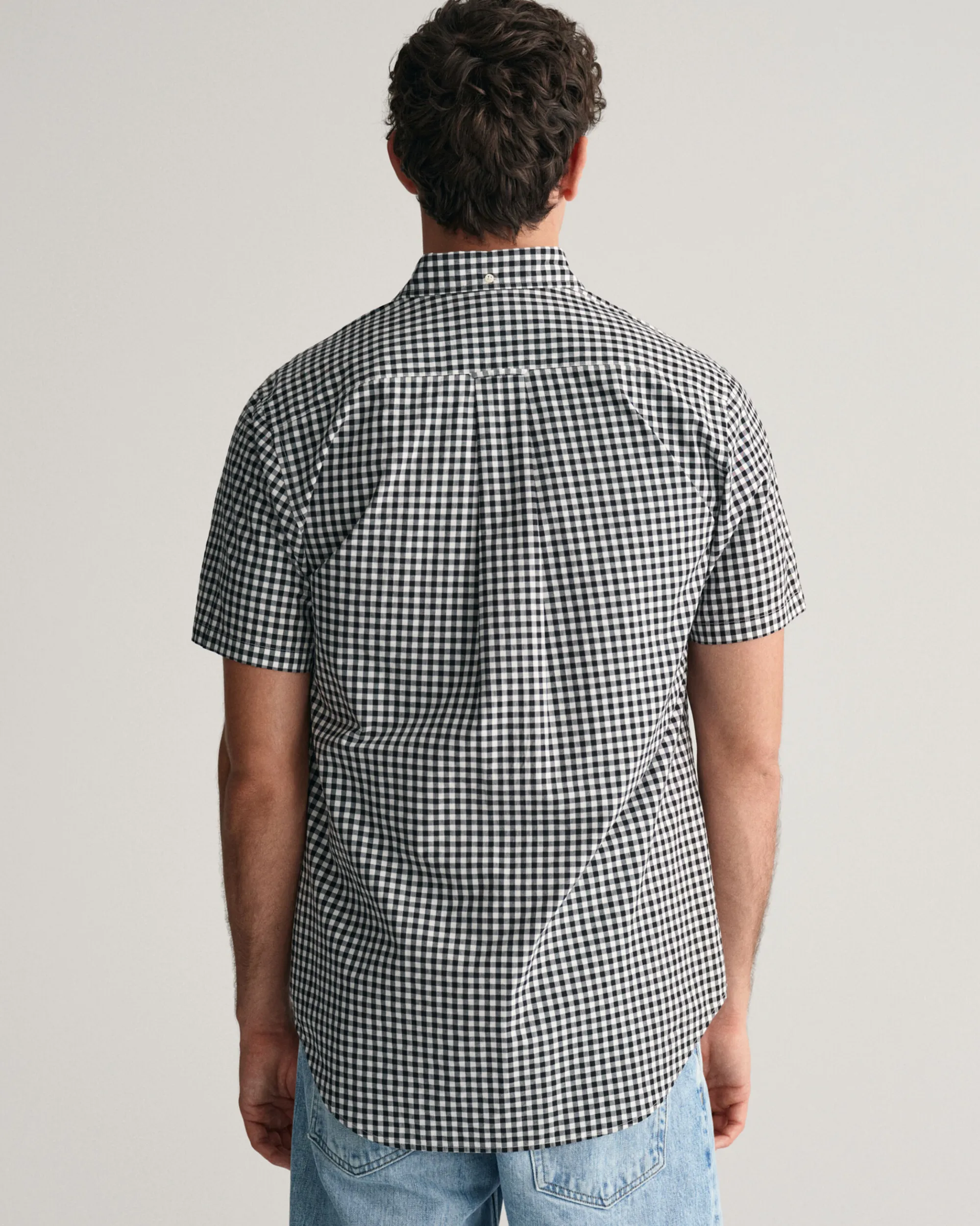 Regular Fit Gingham Poplin Short Sleeve Shirt