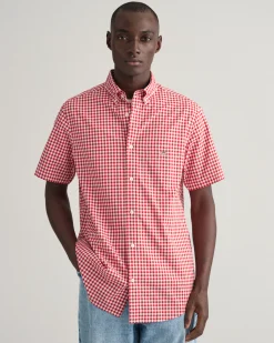 Regular Fit Gingham Poplin Short Sleeve Shirt