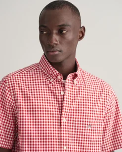 Regular Fit Gingham Poplin Short Sleeve Shirt