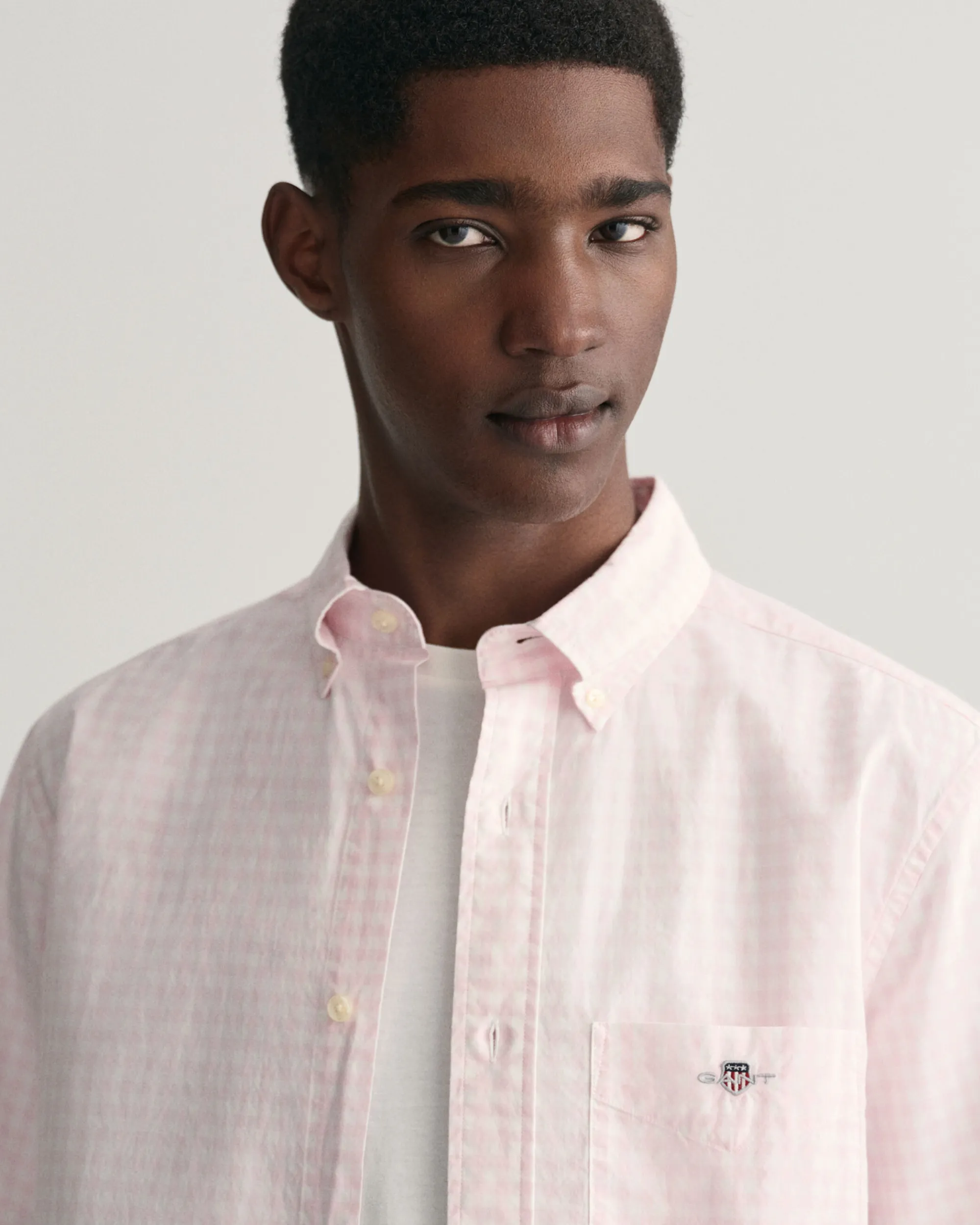 Regular Fit Gingham Poplin Short Sleeve Shirt