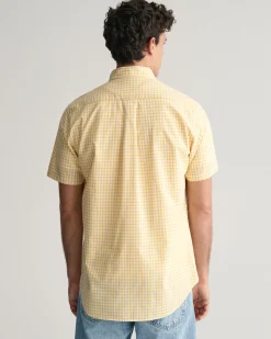 Regular Fit Gingham Poplin Short Sleeve Shirt