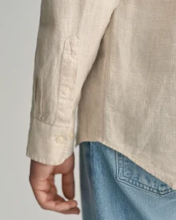 Regular Fit Houndstooth Linen Shirt