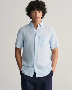 Regular Fit Houndstooth Linen Short Sleeve Shirt