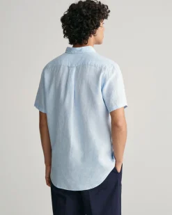 Regular Fit Houndstooth Linen Short Sleeve Shirt
