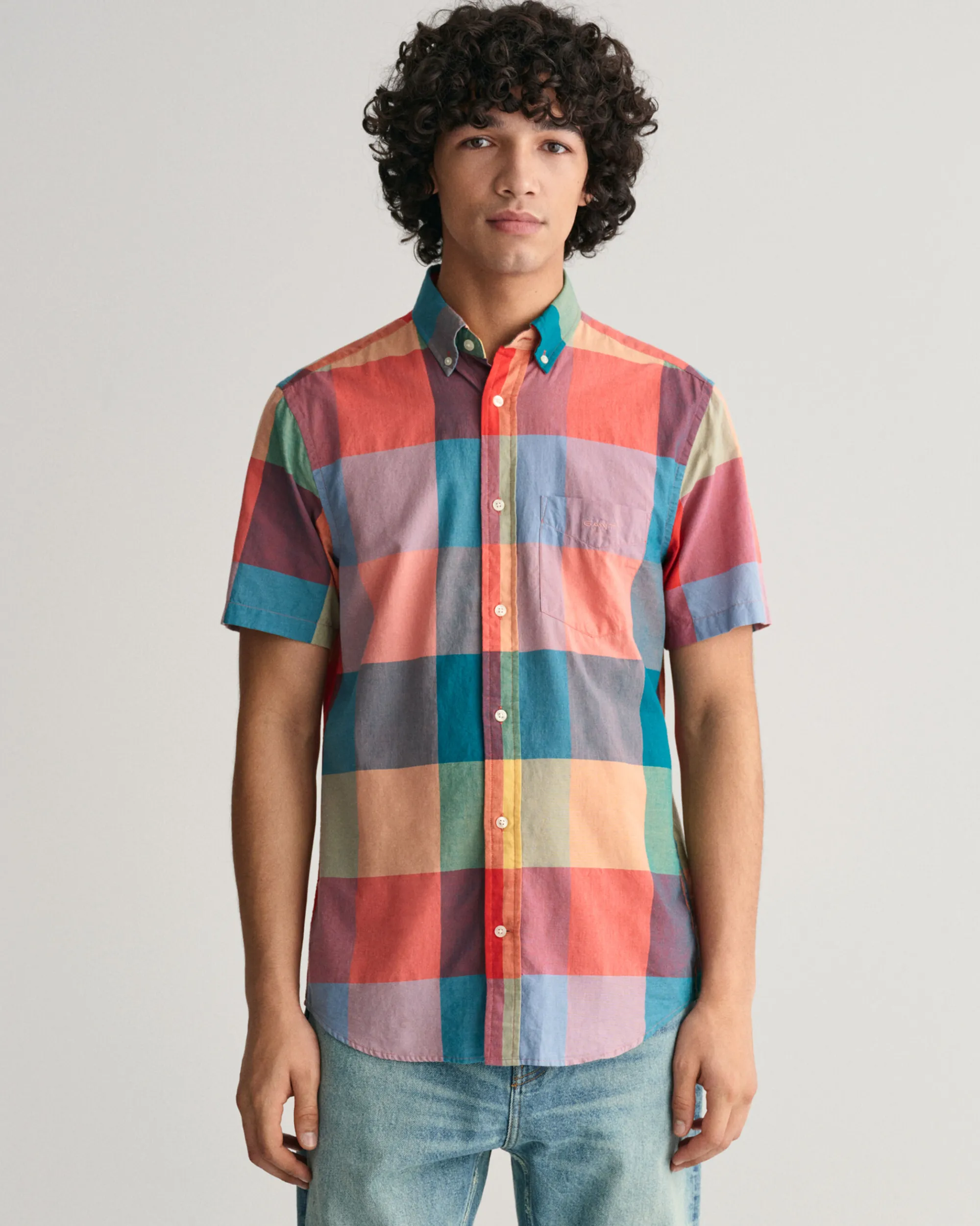 Regular Fit Indian Madras Short Sleeve Shirt