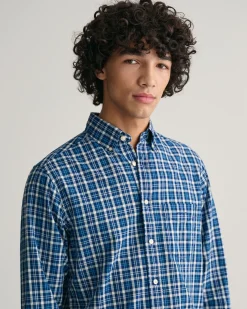 Regular Fit Indigo Madras Shirt