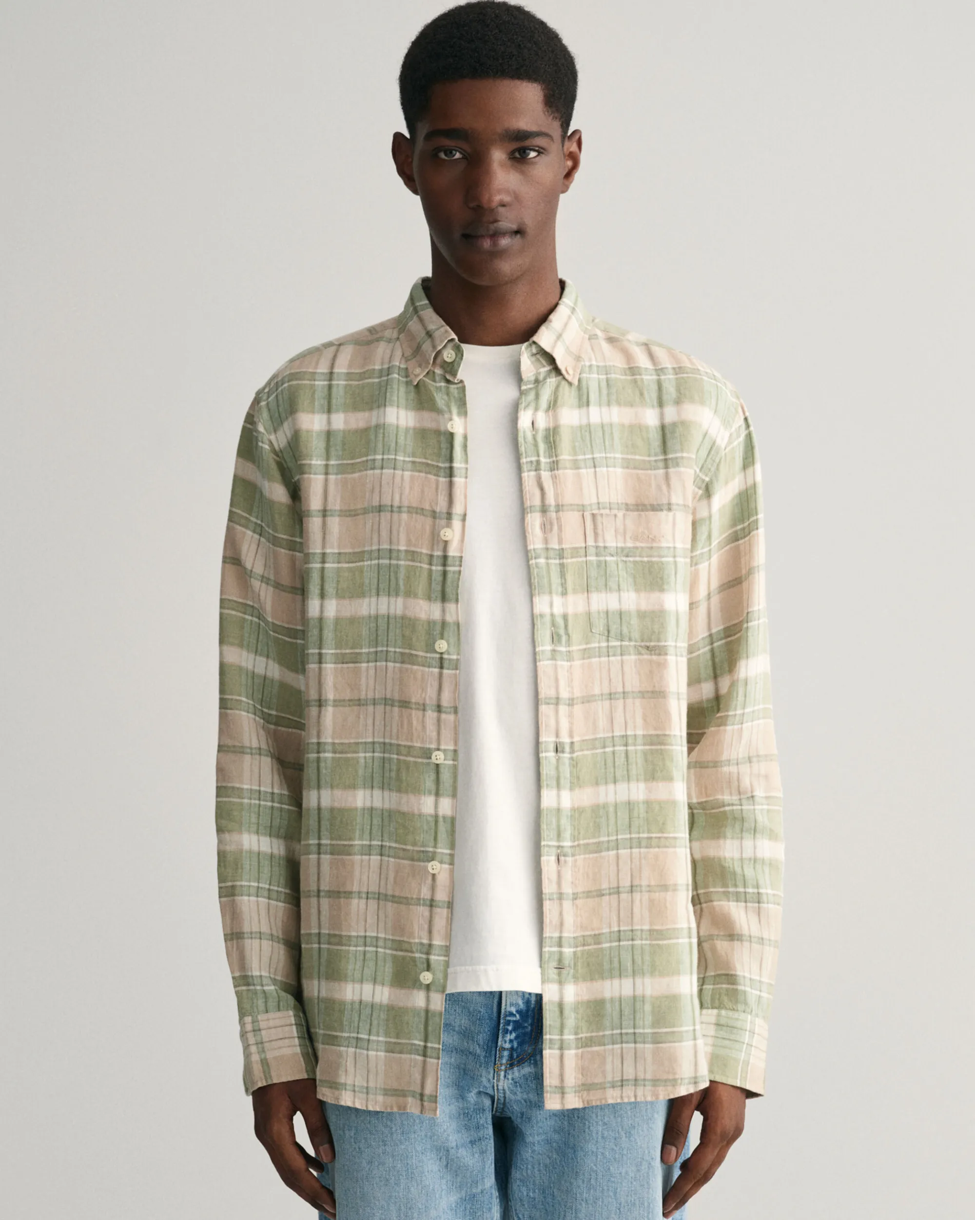 Regular Fit Madras Linen Shirt