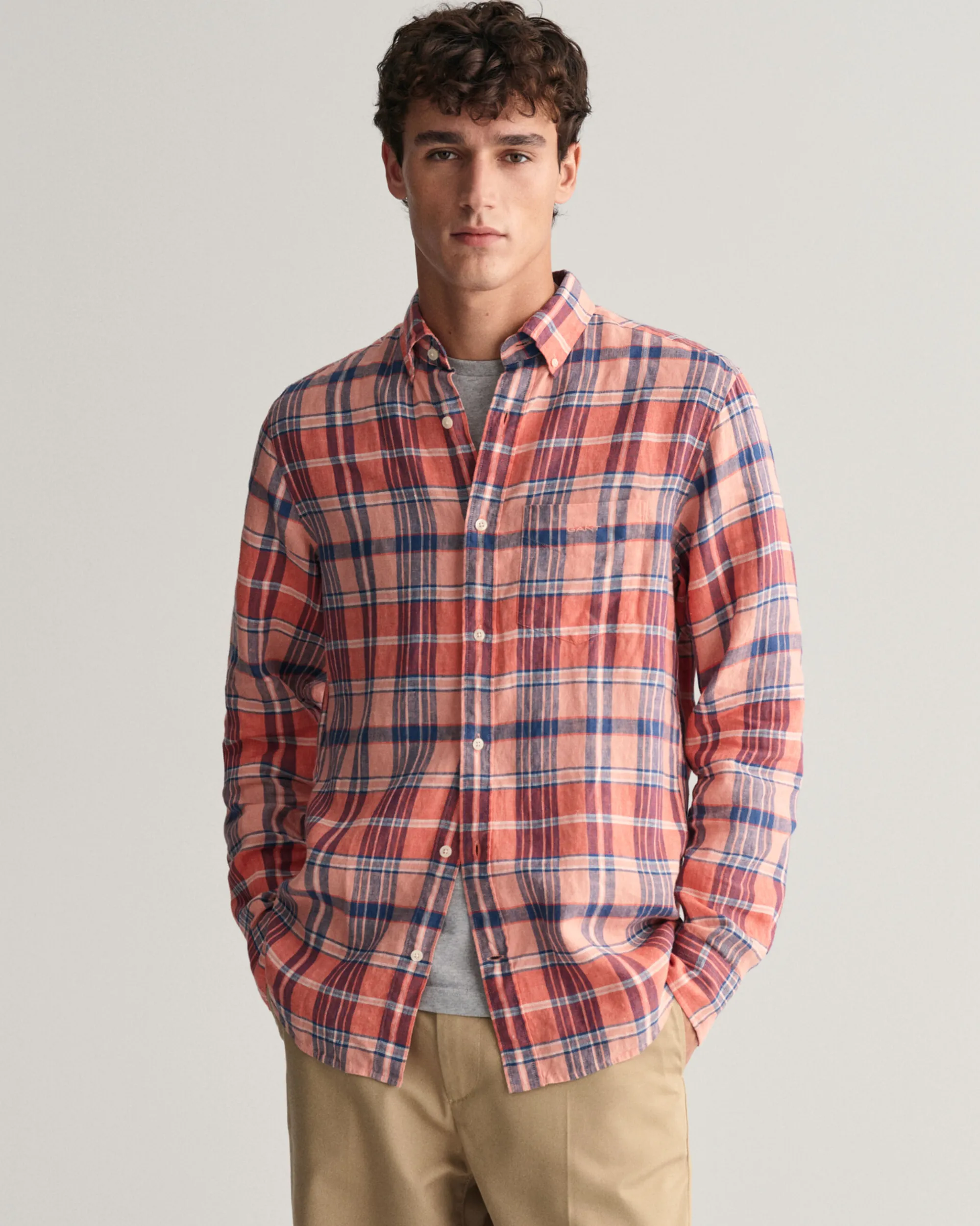 Regular Fit Madras Linen Shirt
