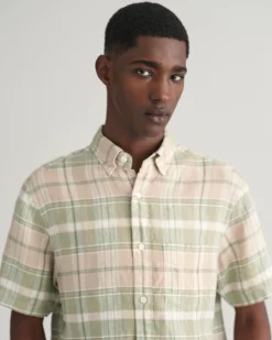 Regular Fit Madras Linen Short Sleeve Shirt
