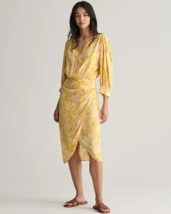 Regular Fit Magnolia Print Wrap Dress