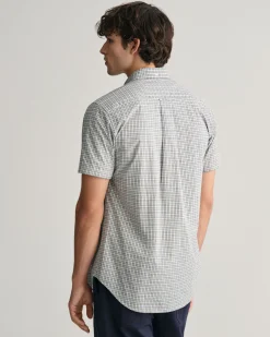 Regular Fit Micro Checked Poplin Short Sleeve Shirt