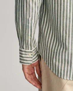 Regular Fit Striped Cotton Linen Shirt
