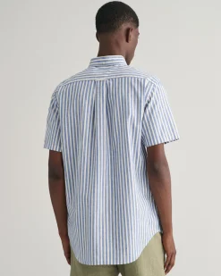 Regular Fit Striped Cotton Linen Short Sleeve Shirt