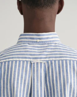 Regular Fit Striped Cotton Linen Short Sleeve Shirt