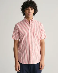 Regular Fit Striped Cotton Linen Short Sleeve Shirt