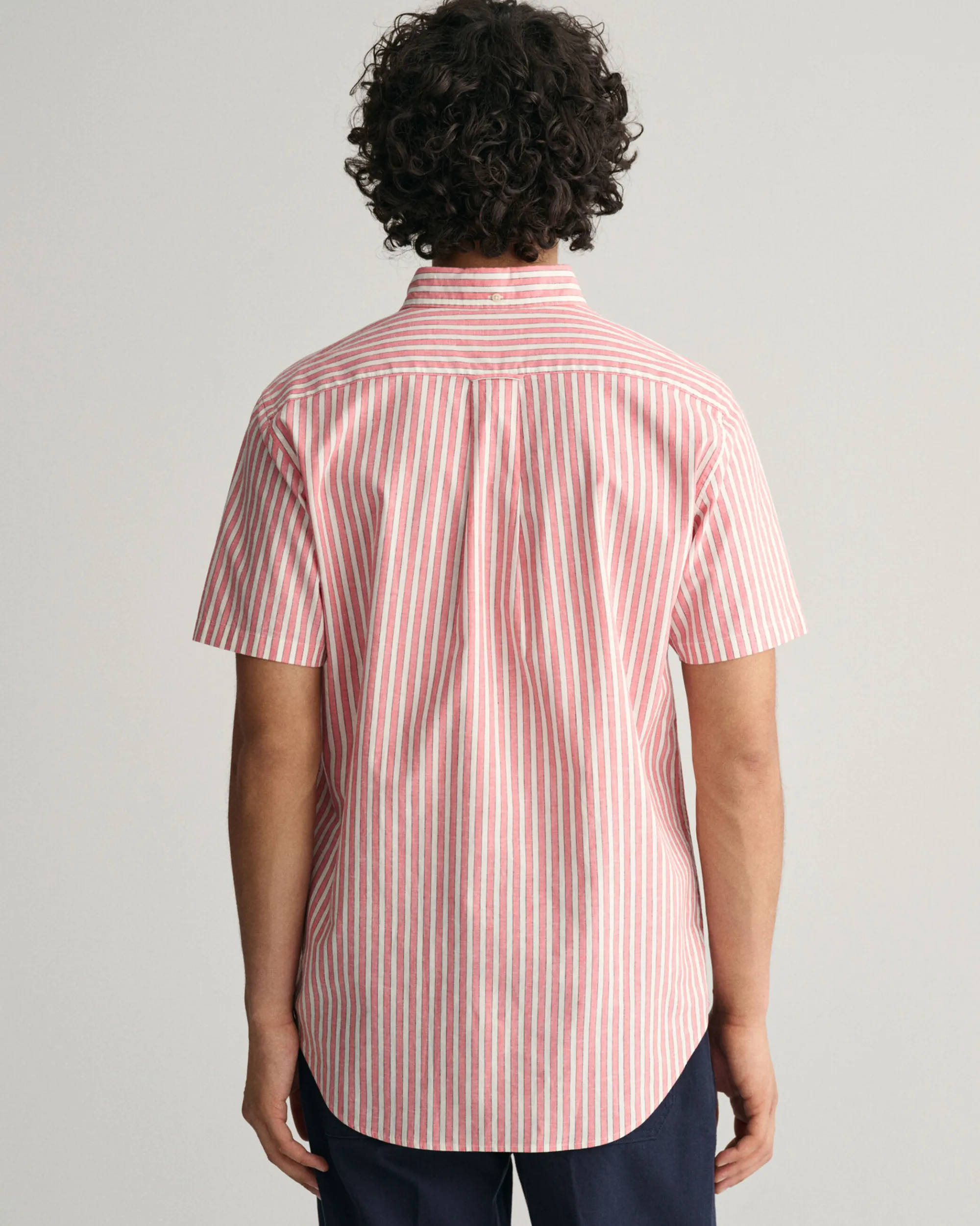 Regular Fit Striped Cotton Linen Short Sleeve Shirt