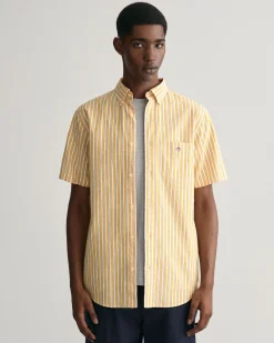 Regular Fit Striped Cotton Linen Short Sleeve Shirt