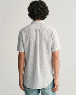 Regular Fit Striped Linen Short Sleeve Shirt