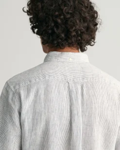 Regular Fit Striped Linen Short Sleeve Shirt