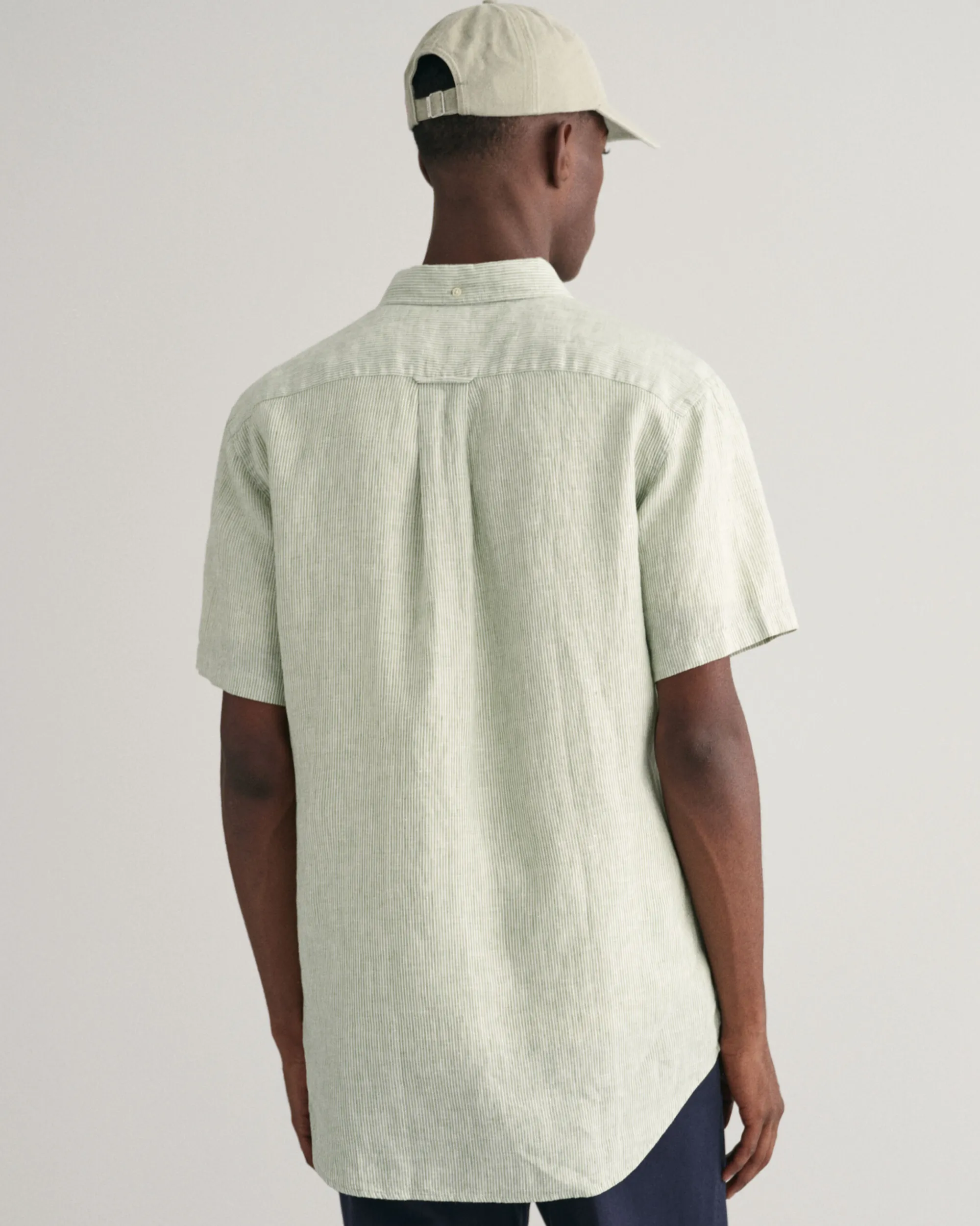 Regular Fit Striped Linen Short Sleeve Shirt