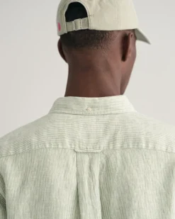 Regular Fit Striped Linen Short Sleeve Shirt