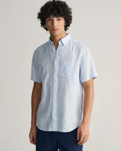 Regular Fit Striped Linen Short Sleeve Shirt