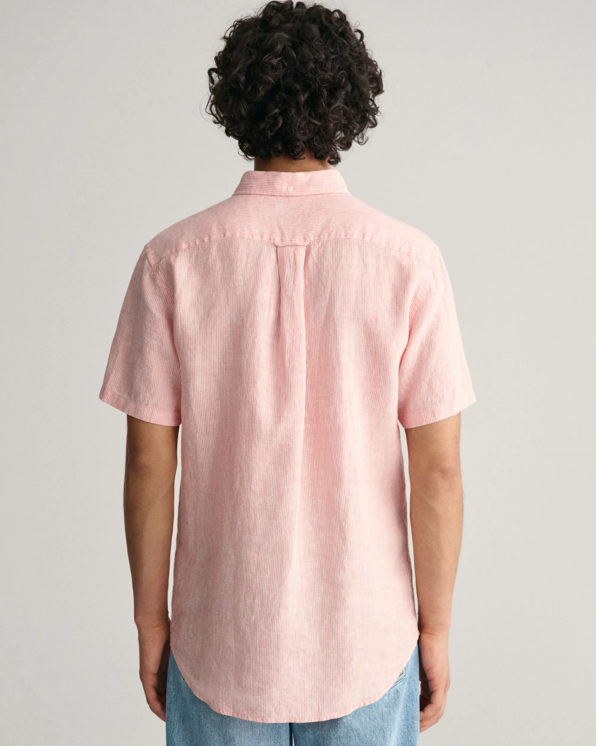 Regular Fit Striped Linen Short Sleeve Shirt