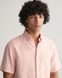 Regular Fit Striped Linen Short Sleeve Shirt