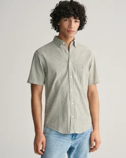 Regular Fit Striped Seersucker Short Sleeve Shirt