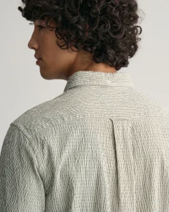 Regular Fit Striped Seersucker Short Sleeve Shirt