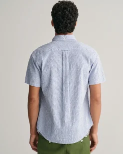 Regular Fit Striped Seersucker Short Sleeve Shirt