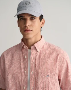 Regular Fit Striped Seersucker Short Sleeve Shirt