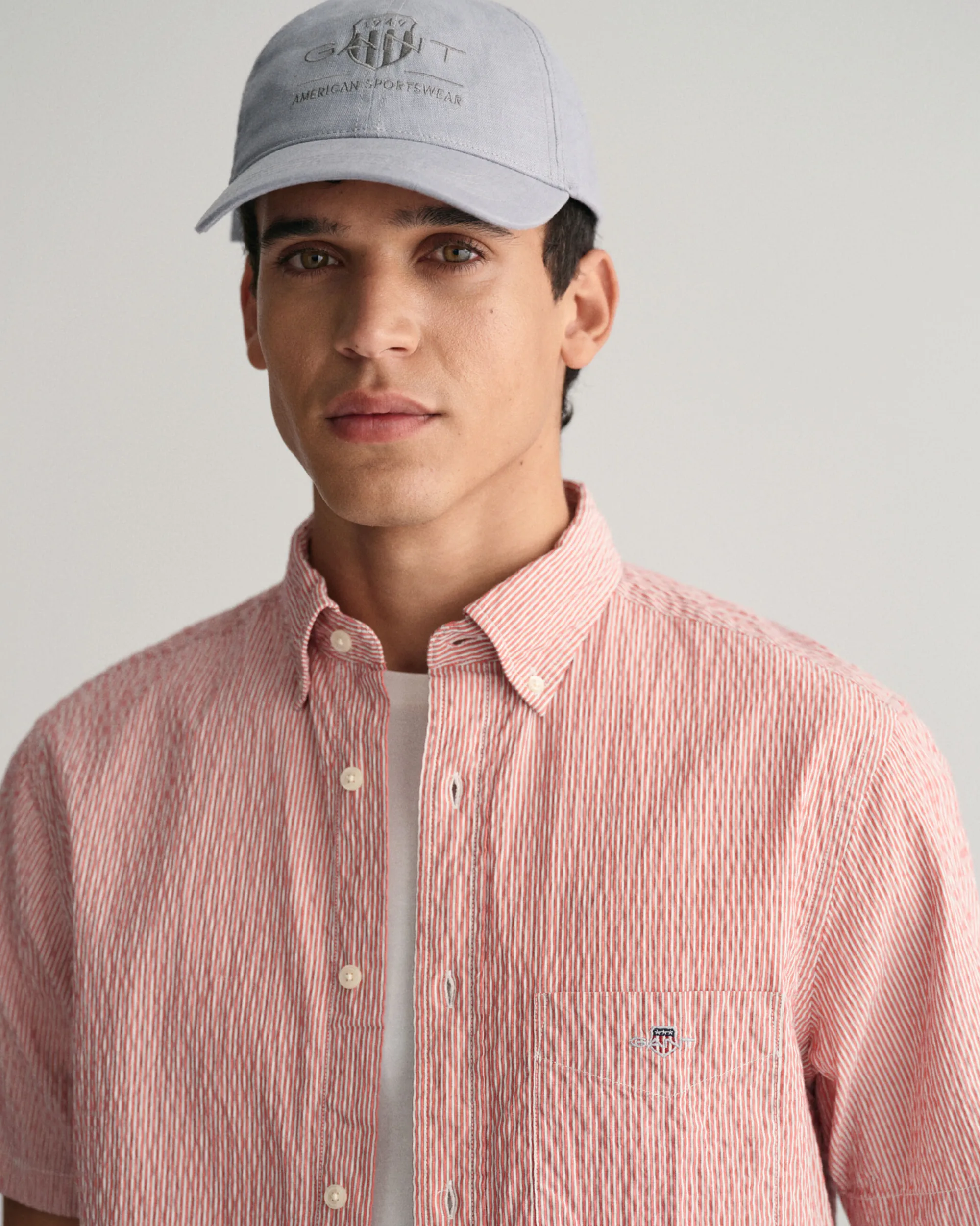 Regular Fit Striped Seersucker Short Sleeve Shirt