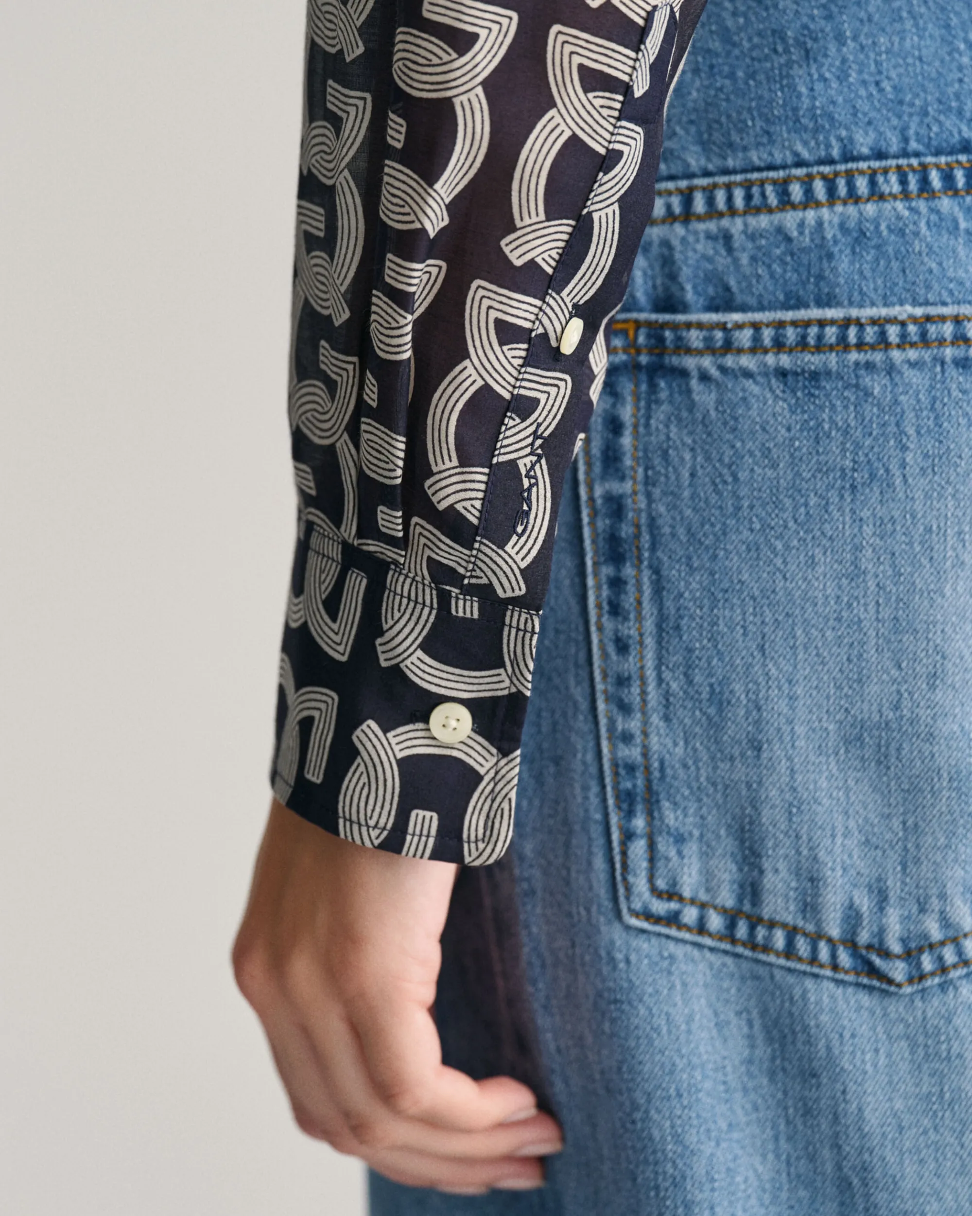 Relaxed Fit G Patterned Cotton Silk Shirt