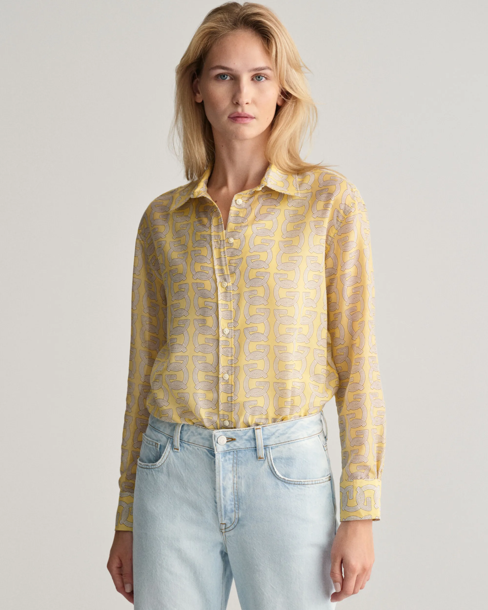 Relaxed Fit G Patterned Cotton Silk Shirt