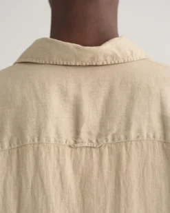 Relaxed Fit Garment-Dyed Linen Short Sleeve Shirt