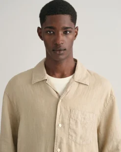 Relaxed Fit Garment-Dyed Linen Short Sleeve Shirt
