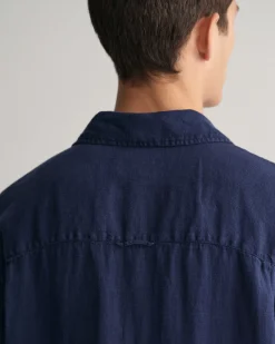Relaxed Fit Garment-Dyed Linen Short Sleeve Shirt