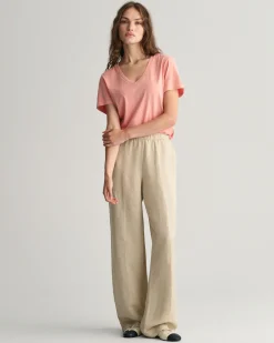 Relaxed Fit Linen Blend Pull-On Pants