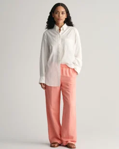 Relaxed Fit Linen Blend Pull-On Pants