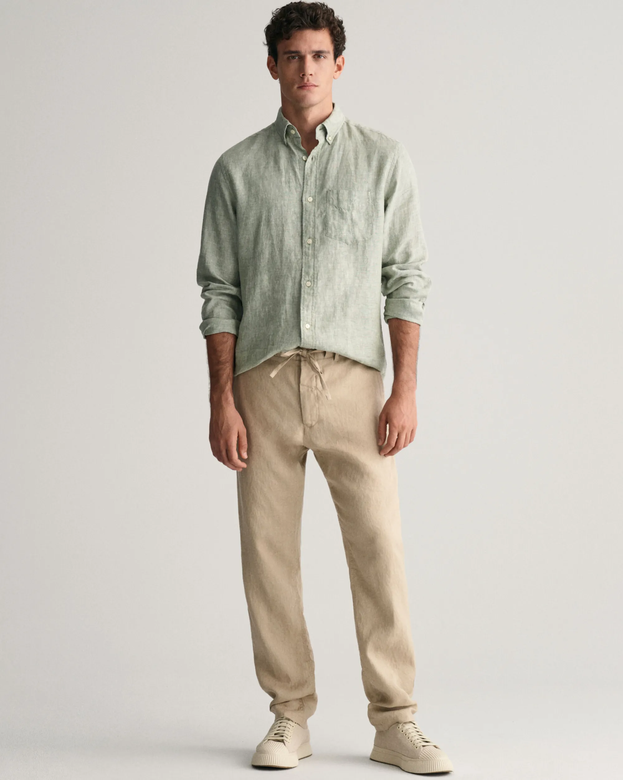 Relaxed Fit Linen Drawstring Pants