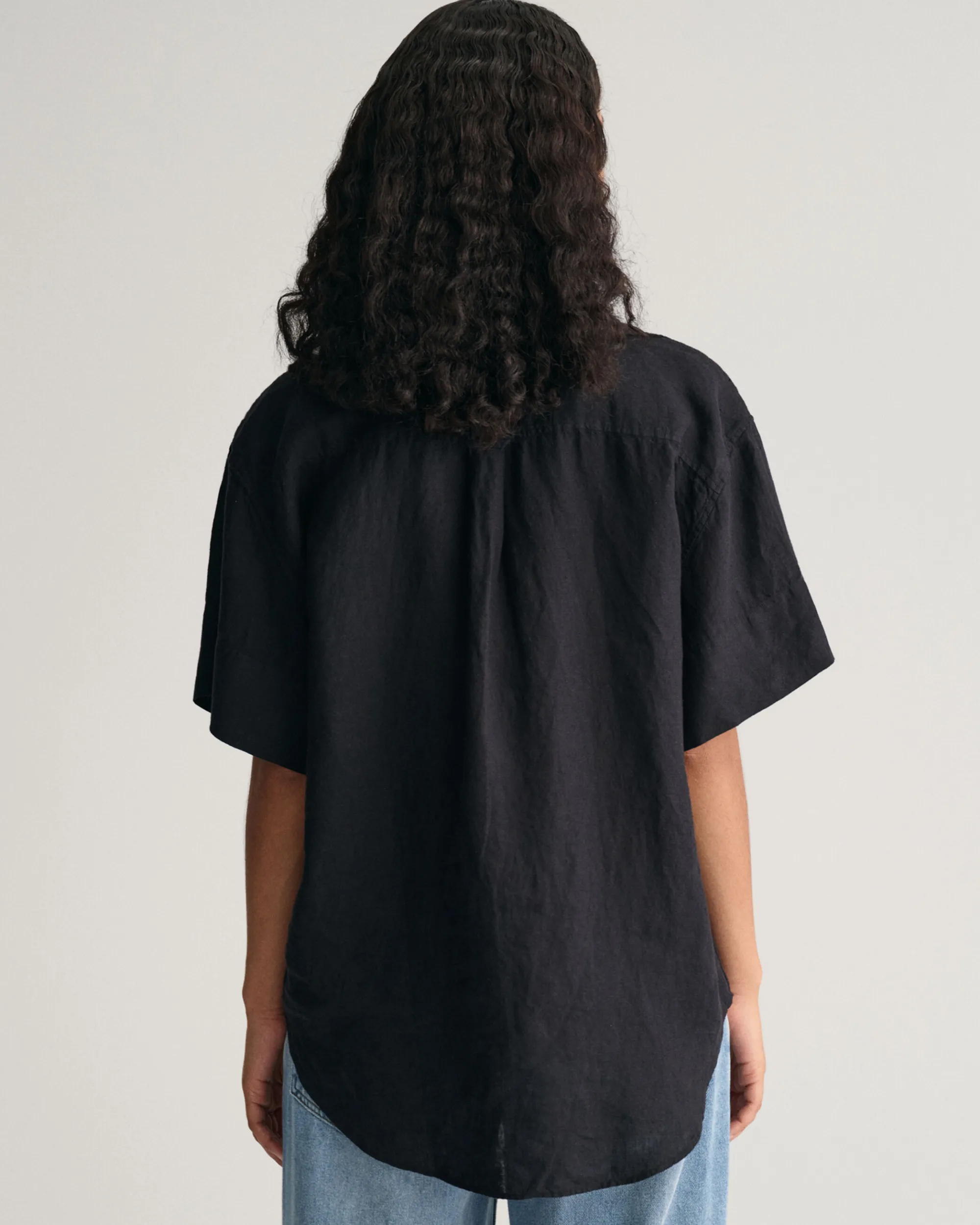 Relaxed Fit Linen Popover Short Sleeve Shirt
