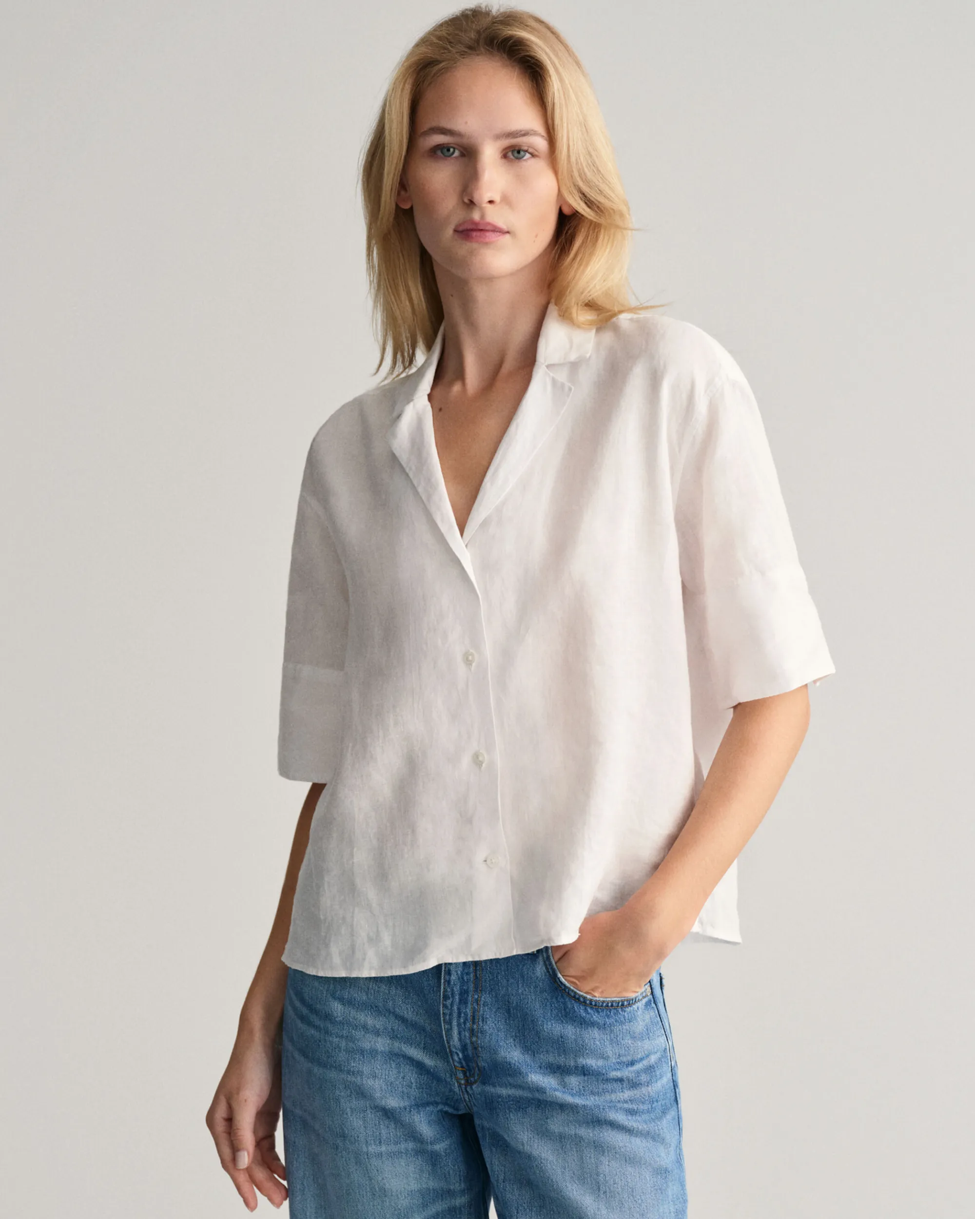 Relaxed Fit Linen Short Sleeve Shirt