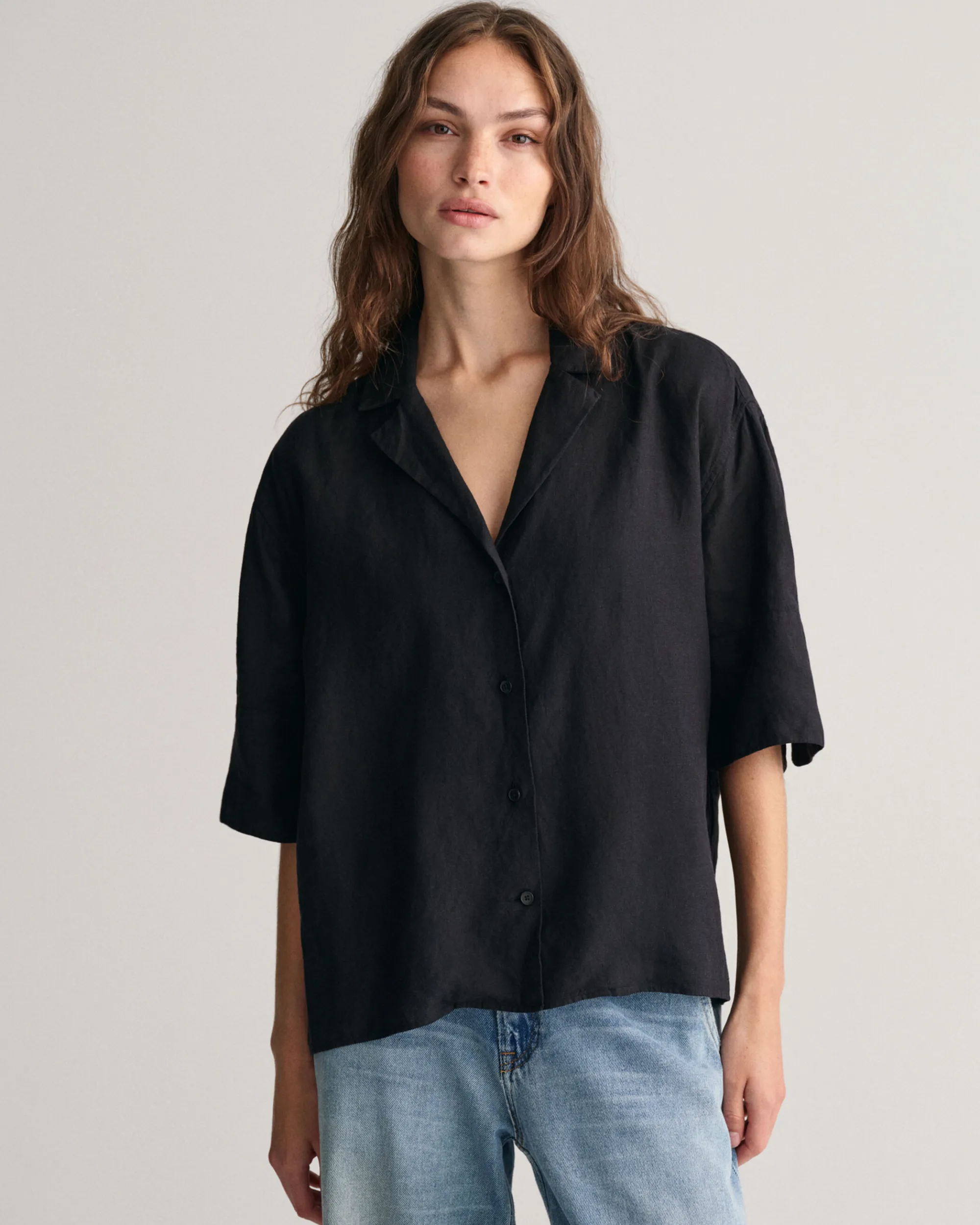 Relaxed Fit Linen Short Sleeve Shirt