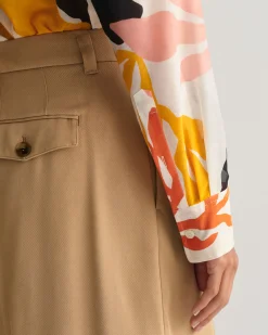 Relaxed Fit Palm Print Cotton Silk Shirt