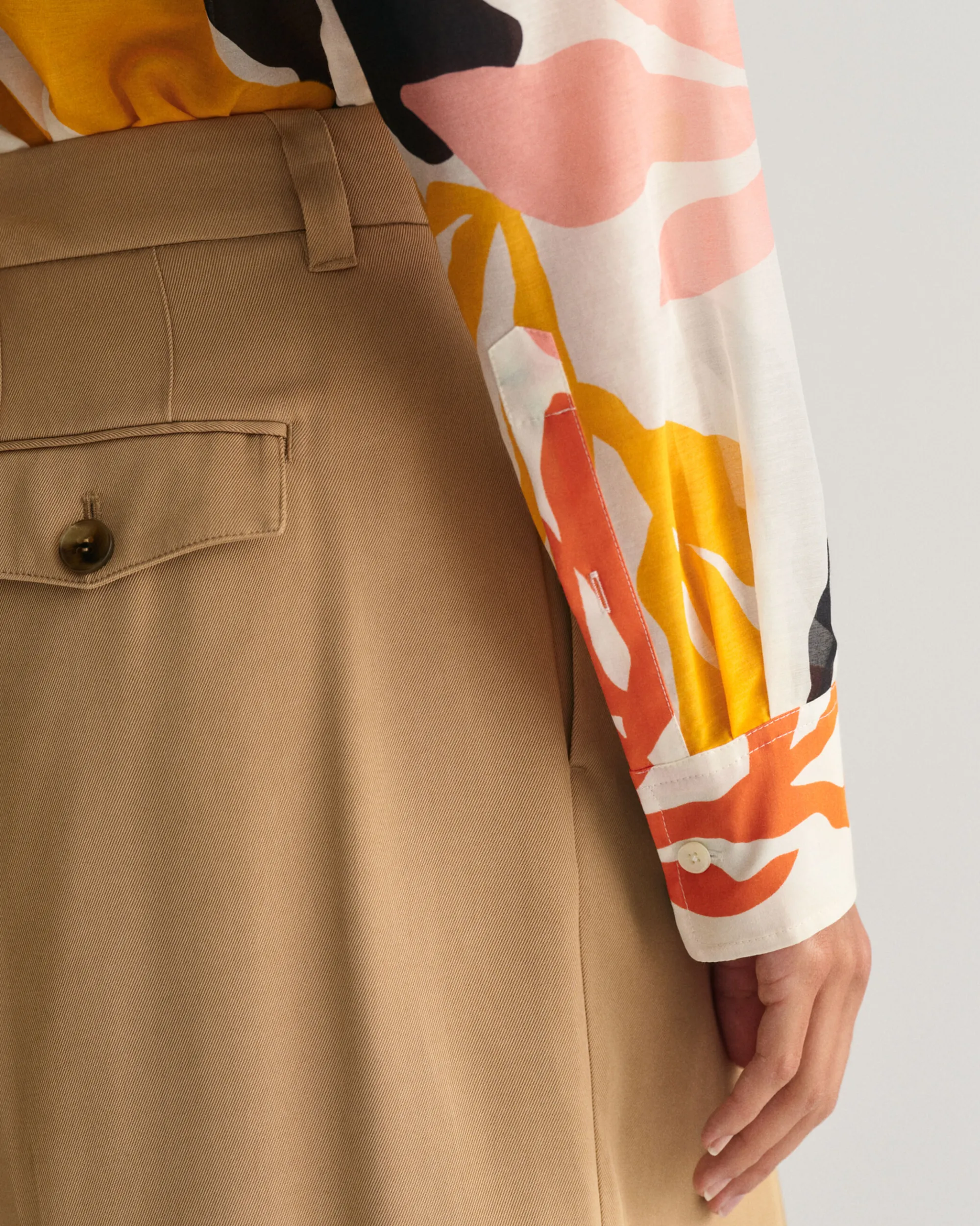 Relaxed Fit Palm Print Cotton Silk Shirt