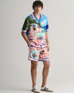 Relaxed Fit Scenery Print Silk Shirt